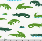 Alligators in White from Robert Kaufman Fabric's Animal Club Collection BY THE YARD