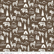 Animals in the Great Outdoors Main in Brown from the Adventure is Calling Collection by Dani Mogstad for Riley Blake 100% Cotton Fabric BY THE YARD