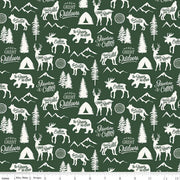 Animals in the Great Outdoors Main in Green from the Adventure is Calling Collection by Dani Mogstad for Riley Blake 100% Cotton Fabric