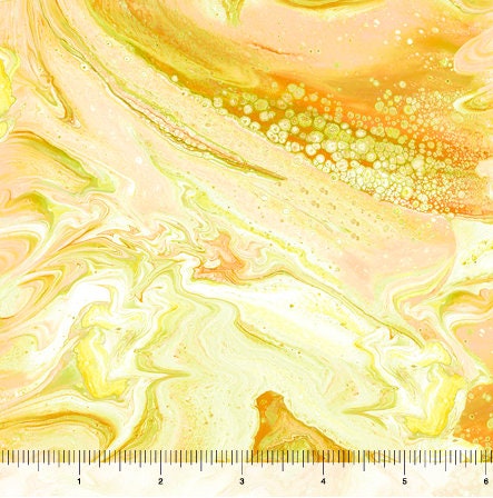 Wave Abstract in Yellow from Fusion II Collection by Quilting Treasures - 100% COTTON - You Choose Cut