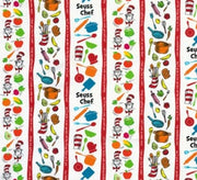 Cooking Food Stripes from Dr. Seuss Chef Collection by Robert Kaufman- Cat in the Hat, Green Eggs & Ham, Thing 1 Thing 2- You Choose the Cut