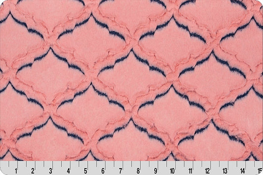Minky- DISCONTINUED- Luxe Cuddle® Frosted Lattice NAVY & CORAL From Shannon Fabrics