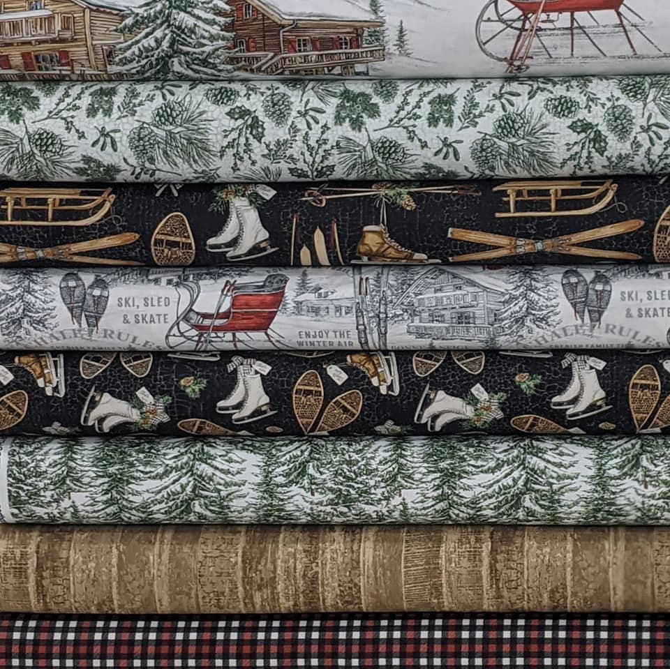 Skate Toss in White from the Alpine Winter Collection by Deborah Edwards for Northcott- 100% Quilt Shop Cotton