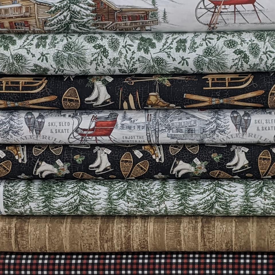Skate Toss in Black from the Alpine Winter Collection by Deborah Edwards for Northcott- 100% Quilt Shop Cotton