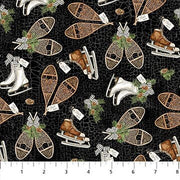 Skate Toss in Black from the Alpine Winter Collection by Deborah Edwards for Northcott- 100% Quilt Shop Cotton