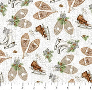Skate Toss in White from the Alpine Winter Collection by Deborah Edwards for Northcott- 100% Quilt Shop Cotton
