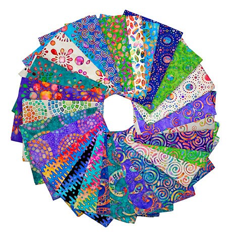 Bright & Colorful Cool SUPER Fat Quarter BUNDLE SET from Brilliance Collection by Quilting Treasure - 26 Fabrics