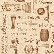 Craft Beer Text Words in Sepia from On Tap Collection by Dan Morris for QT Fabrics- You Choose the Cut