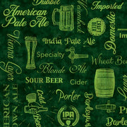 Craft Beer Text Words in Tonal Green from On Tap Collection by Dan Morris for QT Fabrics BY THE YARD - 100% Cotton