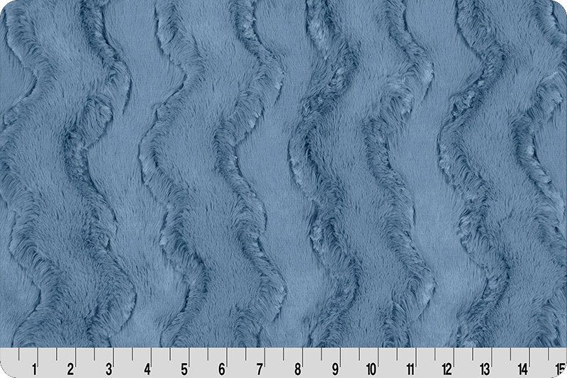 END OF BOLT 27" x 60" Luxe Cuddle® Glacier in Jeans Blue High Pile Plush Minky from Shannon Fabric- 15mm