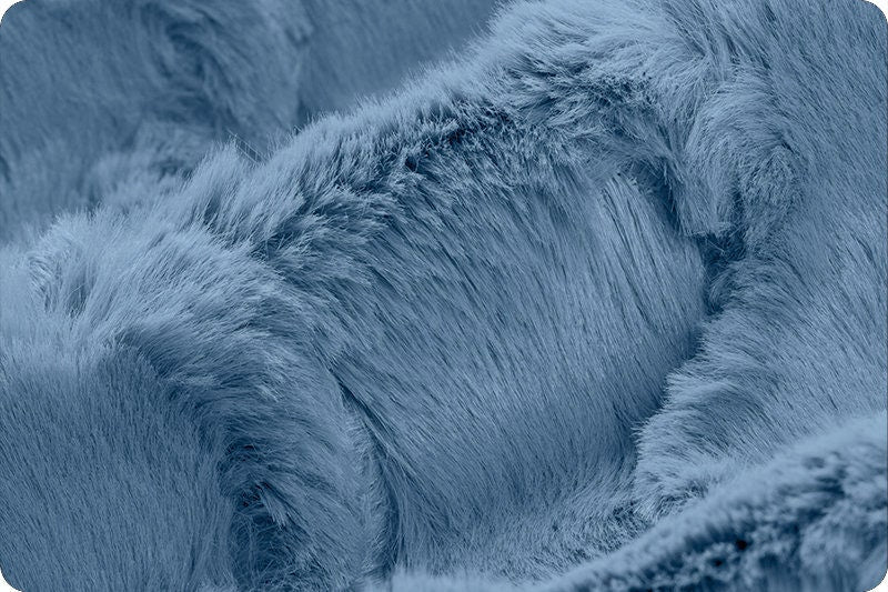 END OF BOLT 27" x 60" Luxe Cuddle® Glacier in Jeans Blue High Pile Plush Minky from Shannon Fabric- 15mm