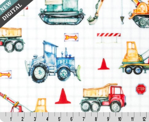 END OF BOLT 49" x 60" Work Site Construction Digital Cuddle® Multi Smooth Minky from Shannon Fabrics