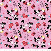 Minky -DISCONTINUED-Disney's Mickey Mouse Valentine in Pink from EZ Fabrics - 60" Wide