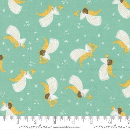 Christmas Angels in Sky Green from Joyful Joyful Collection by Moda Fabrics BY THE YARD - 100% Cotton - You Choose the Cut