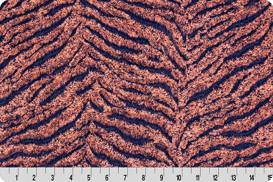 Minky - DISCONTINUED-Luxe Cuddle® HEATHER Zebra SUN KISSED ORANGE & NAVY from Shannon Fabrics