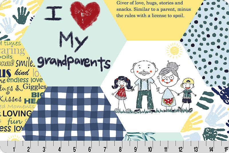 End of Bolt 57" X 60" Grandparents Digital Cuddle® in Banana Yellow Multi by Shannon Fabrics - 2.5mm Pile - Digital Print - 100% Polyester