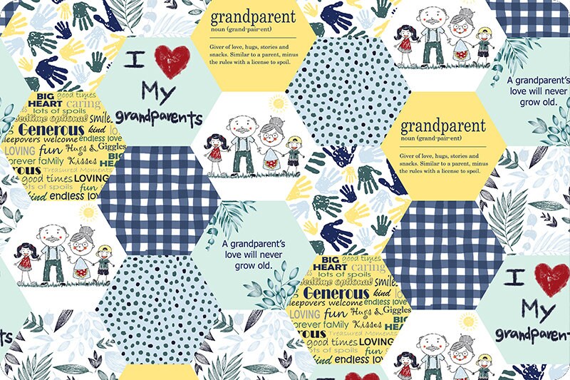 End of Bolt 57" X 60" Grandparents Digital Cuddle® in Banana Yellow Multi by Shannon Fabrics - 2.5mm Pile - Digital Print - 100% Polyester