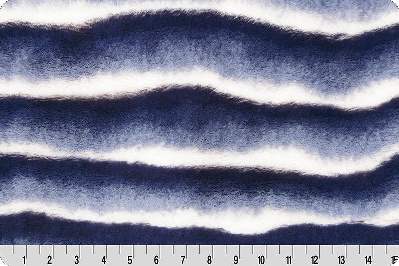 END OF BOLT - 25" X 60" - Luxe Cuddle® Seal Wild Chinchilla in Navy Blue & White From Shannon Fabrics Furry Minky Collection - 20mm Pile