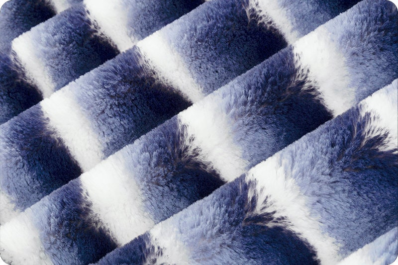 END OF BOLT - 25" X 60" - Luxe Cuddle® Seal Wild Chinchilla in Navy Blue & White From Shannon Fabrics Furry Minky Collection - 20mm Pile