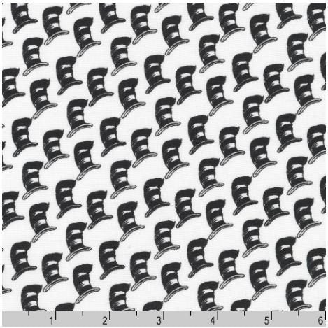 Dr Seuss Express Yourself Cat In The Hat Black Hats on White from Robert Kaufman - 100% Cotton