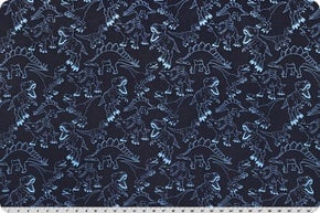 END OF BOLT 12" X 60" Double Sided Minky -  Dino Cloud Cuddle® Electric Blue from Shannon Fabrics - 3mm face, 4mm backing