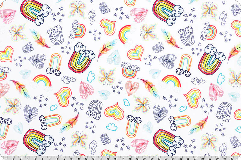 Cloud Cuddle Minky - DOODLE RAINBOW Cloud Cuddle 58/60" Multi Double Sided Minky From Shannon Fabrics