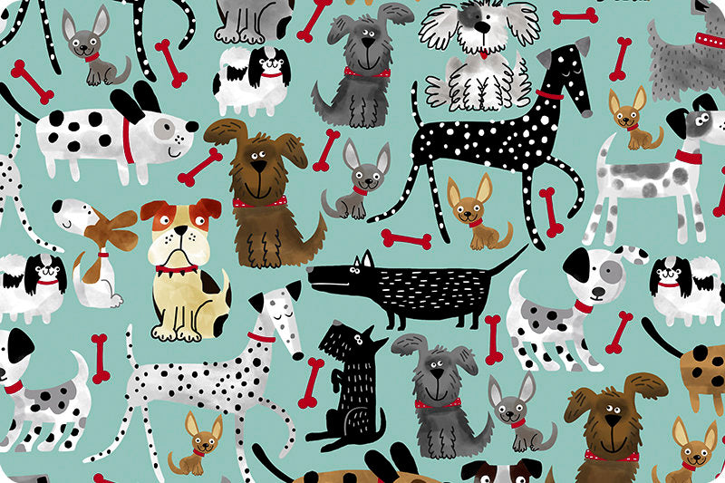 END OF BOLT 27" x 60" - Double Sided Minky - Mutts Cloud Cuddle® in Aqua Sea from Shannon Fabrics - 3mm face, 4mm backing