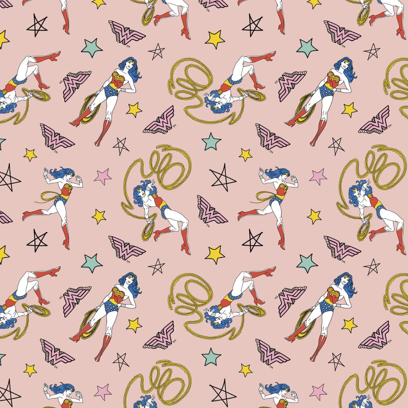 Minky -DISCONTINUED-Digital Cuddle- Wonder Woman Doodle in Pink from EZ Fabrics - 60" Wide