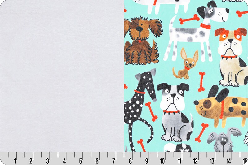 END OF BOLT 27" x 60" - Double Sided Minky - Mutts Cloud Cuddle® in Aqua Sea from Shannon Fabrics - 3mm face, 4mm backing