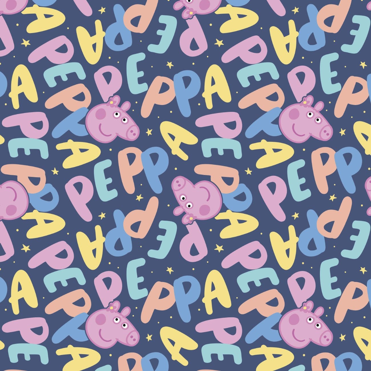 Minky -DISCONTINUED-Digital Cuddle-  Hasbro Peppa Face Toss in Blue from EZ Fabrics - 60" Wide (Copy)