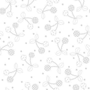 Cheerful Cherries White on White From Kimberbell Basics Collection for Maywood Studio - 100% Cotton