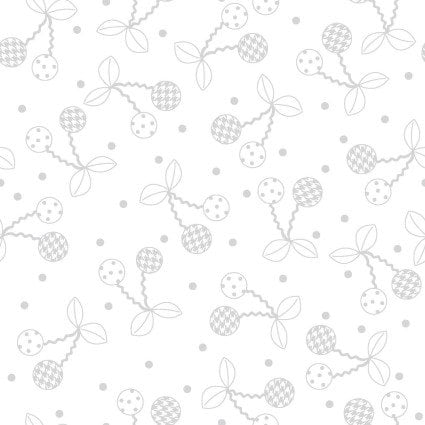 Cheerful Cherries White on White From Kimberbell Basics Collection for Maywood Studio - 100% Cotton