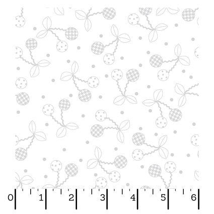 Cheerful Cherries White on White From Kimberbell Basics Collection for Maywood Studio - 100% Cotton
