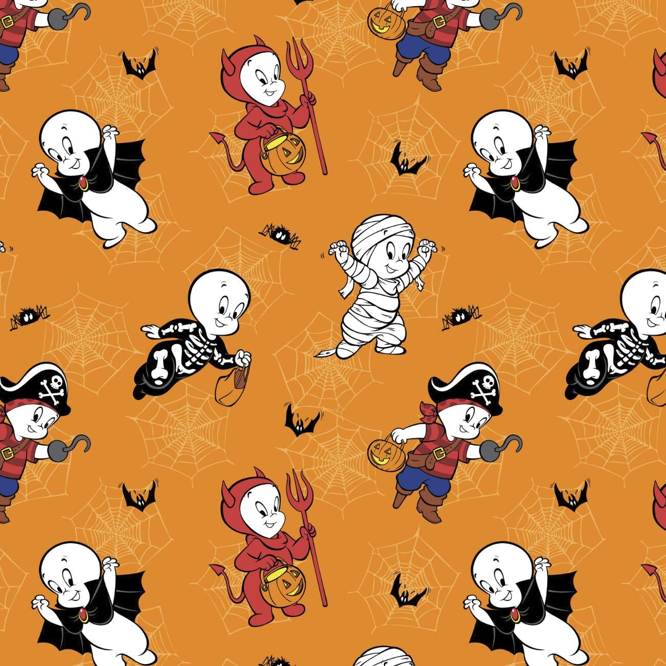 Minky -DISCONTINUED-Digital Cuddle- Casper Costume Fun in Orange from EZ Fabrics - 60" Wide