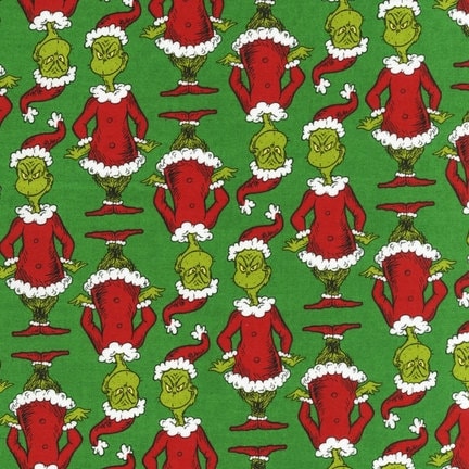 The Grinch on Green from Robert Kaufman'a How The Grinch Stole Christmas from Dr Seuss - 100% Cotton -- CaliQuiltCo EXCLUSIVE