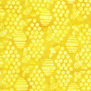 BATIK FABRIC - Bee Honeycomb in Orange Taxi from Beehive Buzz Collection by Island Batiks BY THE YARD