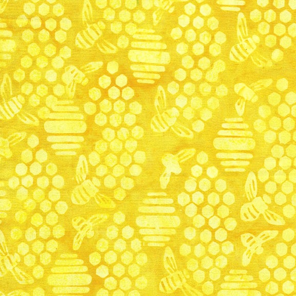 BATIK FABRIC - Bee Honeycomb in Orange Taxi from Beehive Buzz Collection by Island Batiks BY THE YARD