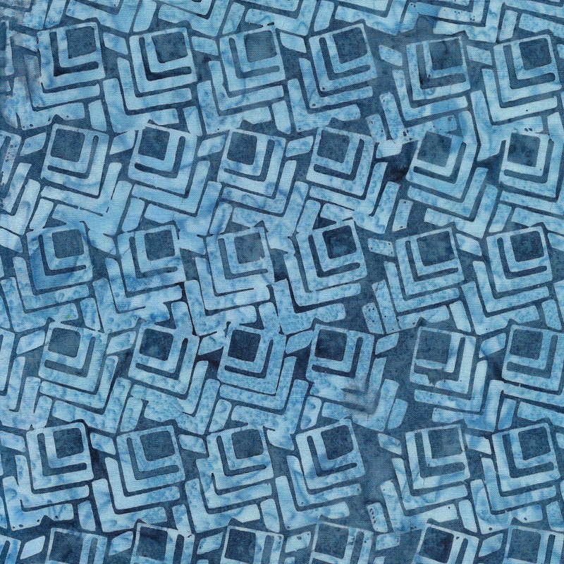 BATIK FABRIC - Box Shadows in Lake Blue from Citified Collection by Island Batiks BY THE YARD