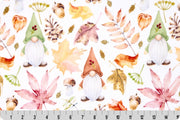 END OF BOLT 27" x 60" - Double Sided Minky Fall Gnomes Cloud Cuddle® in Snow from Shannon Fabrics - 3mm face, 4mm backing
