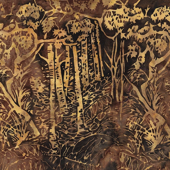BATIK FABRIC - Trees in the Garden in Nutmeg from Autumn Sunset Collection by Island Batiks
