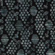 BATIK FABRIC - Bee Honeycomb in Black Shadow from Beehive Buzz Collection by Island Batiks BY THE YARD