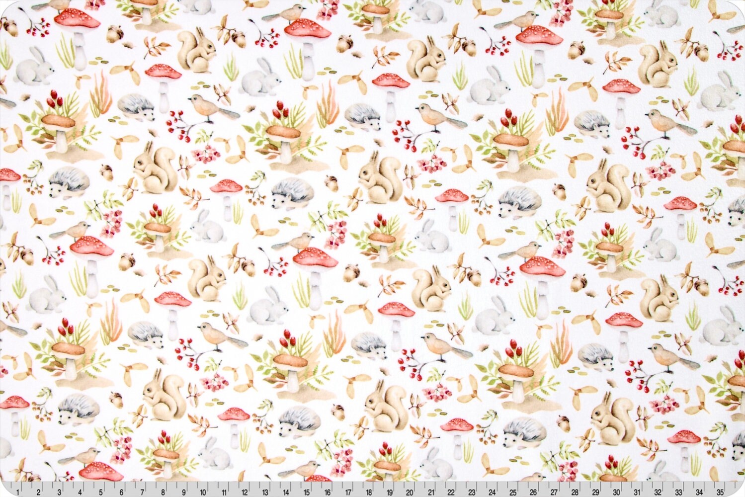 END OF BOLT 35" x 60" - Double Sided Minky - Fall Critters Cloud Cuddle® in Snow from Shannon Fabrics - 3mm face, 4mm backing