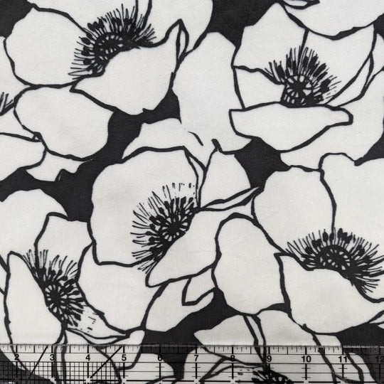 END OF BOLT (32" x 60") Black and White Magnolias Cuddle® 2 Yard Cut (72"x60") from Shannon Fabric's Minky Collection - 2.5mm pile
