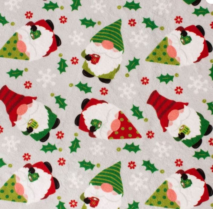 End of Bolt 35" x 60" Minky - Gnome For The Holidays from EZ Fabrics - 100% Polyester Minky