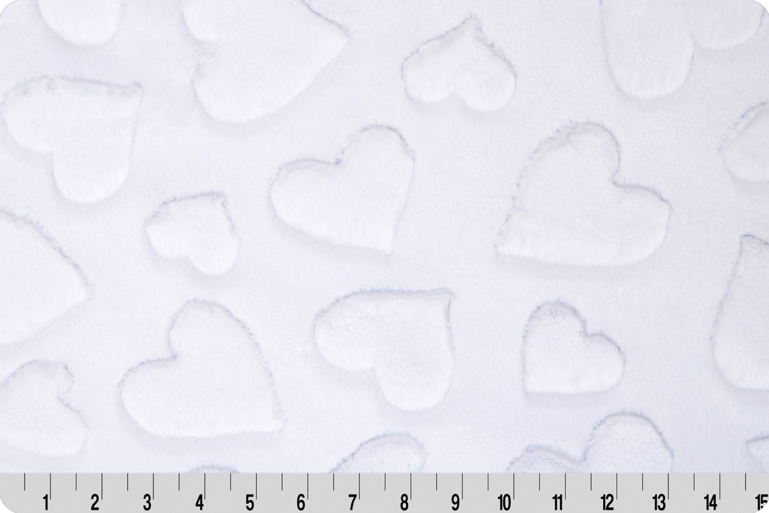 End of Bolt 42" x 60" - Luxe Cuddle® Hearts Snow MINKY From Shannon Fabrics 10mm Pile