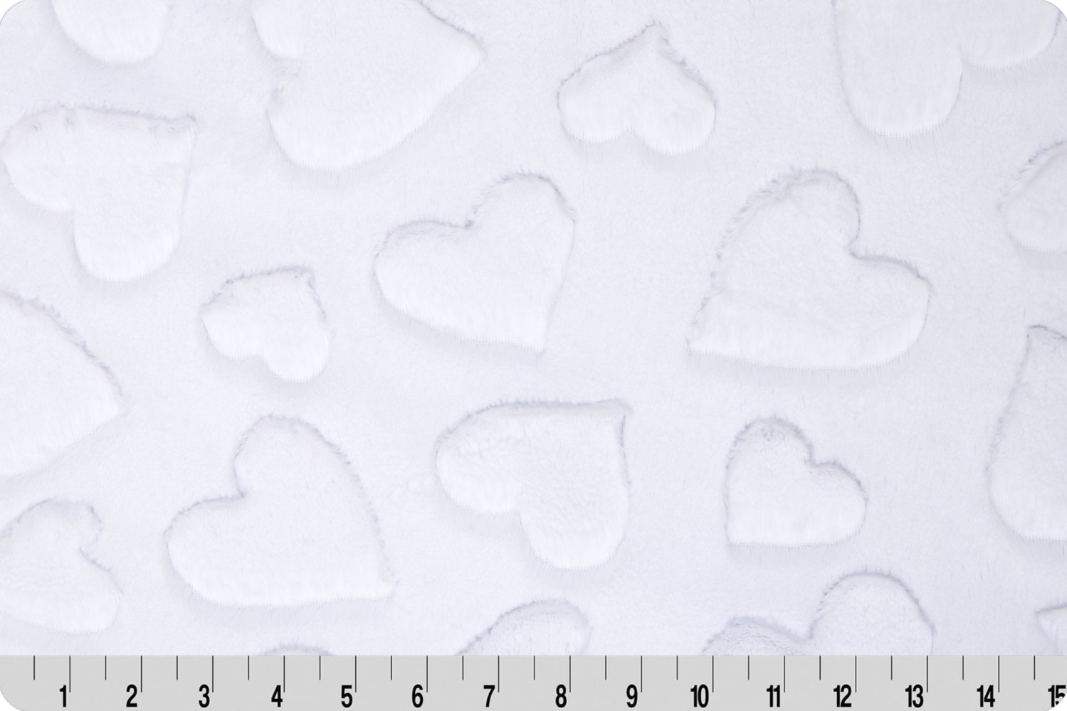 End of Bolt 48" x 60" - Luxe Cuddle® Hearts Snow MINKY From Shannon Fabrics 10mm Pile