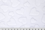 End of Bolt 48" x 60" - Luxe Cuddle® Hearts Snow MINKY From Shannon Fabrics 10mm Pile