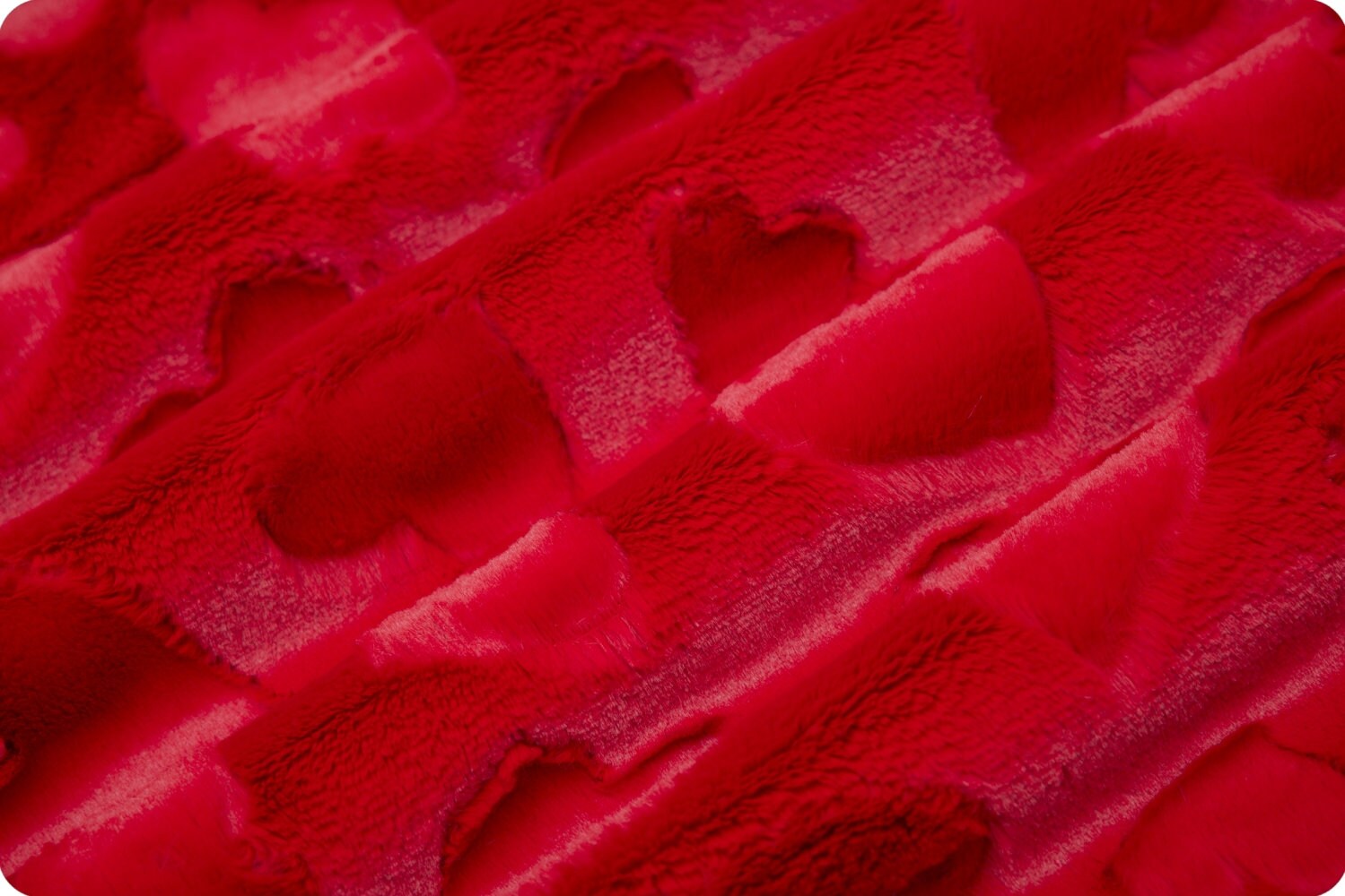 End of Bolt 39" x 60" Luxe Cuddle® Hearts Scarlet MINKY From Shannon Fabrics 10mm Pile