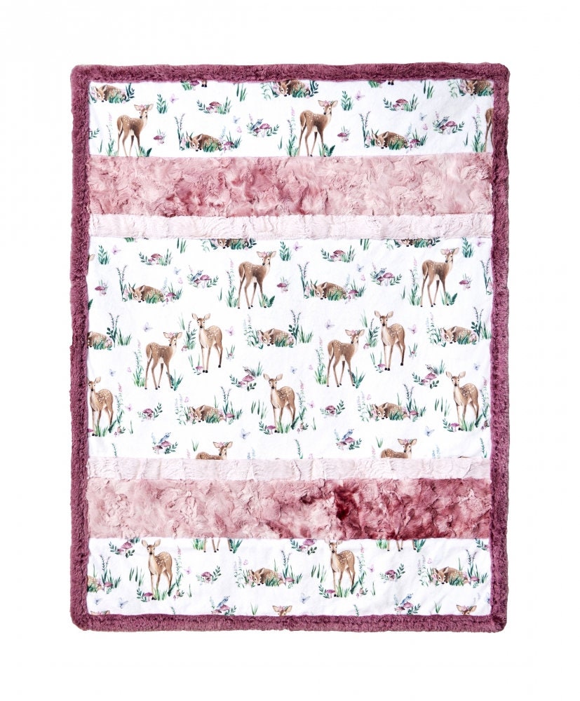 KIT - Bambino Cuddle Kit Love You Deerly from Shannon Fabrics - Kit includes 5 pre-cut strips, pattern, backing, and binding (28"x37")
