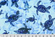 END OF BOLT 25" x 60" Digital Minky Bliss Batik Turtles Digital Cuddle® in Blue Ocean from Shannon Fabrics